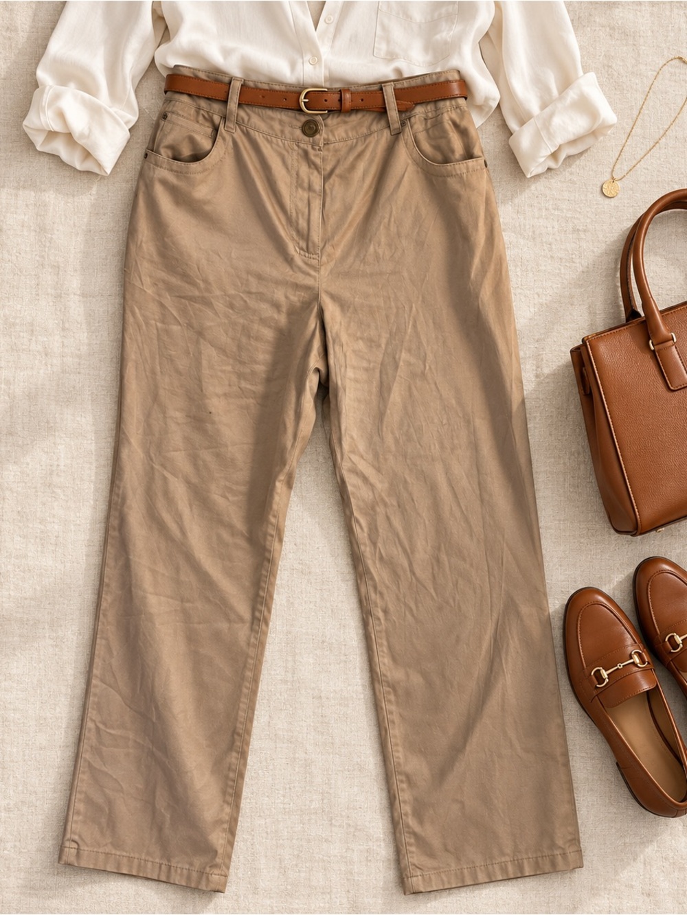 Zac & Rachel Size 14 Tan Stretch Straight Leg Sateen Pants